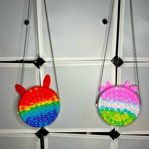 Girls POP It Purse Unicorn multi color and Rainbow multi color. Brand New